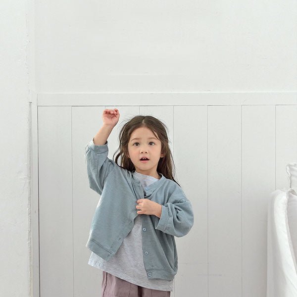 Toddler SS26 Stella Cotton Crepe Long Sleeve Cardigan (1 - 7y) - 2 Colors - AT NOON STORE