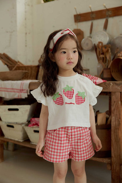 Toddler SS26 Strawberry Patch Ruffle Sleeve Cropped Top (1 - 6y) - 2 Colors - AT NOON STORE