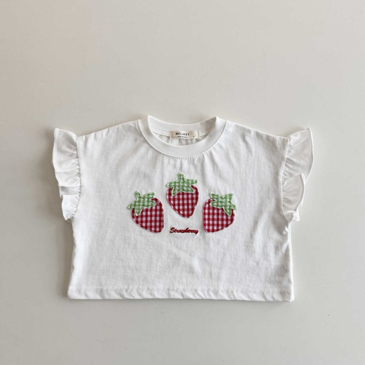 Toddler SS26 Strawberry Patch Ruffle Sleeve Cropped Top (1 - 6y) - 2 Colors - AT NOON STORE