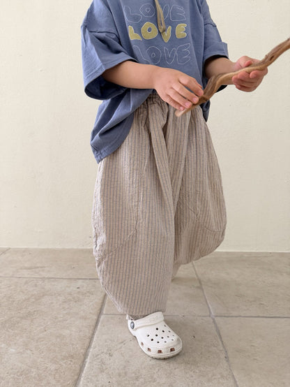 Toddler SS26 Stripe Baggy Pants (1 - 7y) - Beige - AT NOON STORE