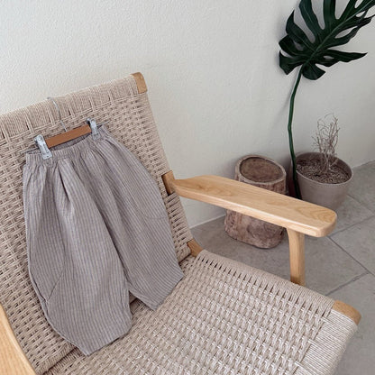Toddler SS26 Stripe Baggy Pants (1 - 7y) - Beige - AT NOON STORE
