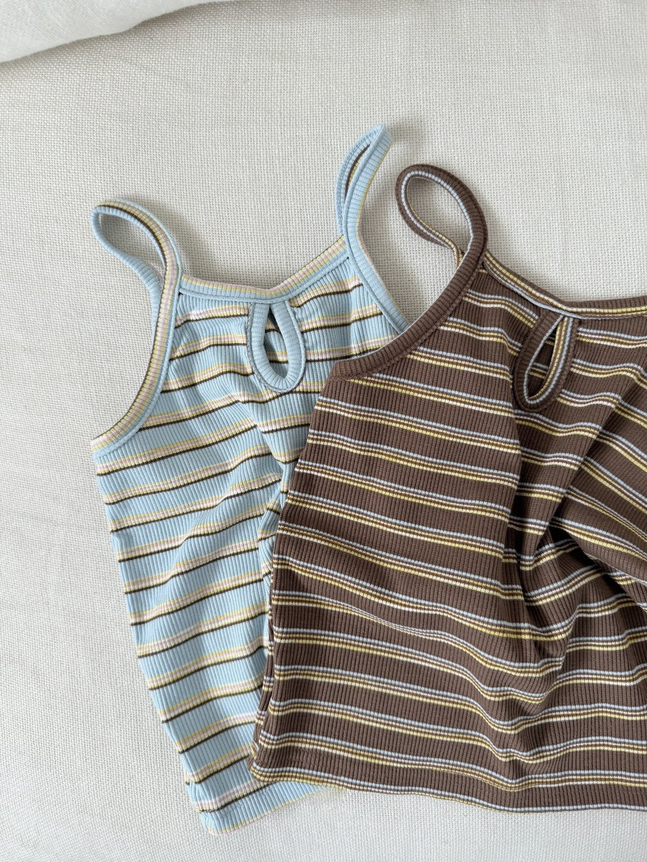 Toddler SS26 Stripe Ribbed Keyhole Back Tank Top (1 - 7y) - 2 Colors - AT NOON STORE