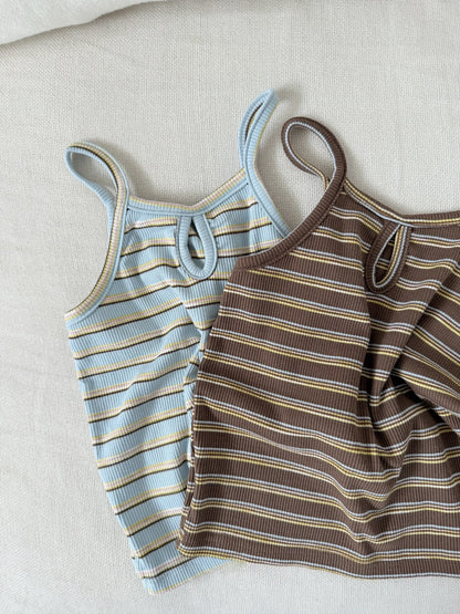 Toddler SS26 Stripe Ribbed Keyhole Back Tank Top (1 - 7y) - 2 Colors - AT NOON STORE