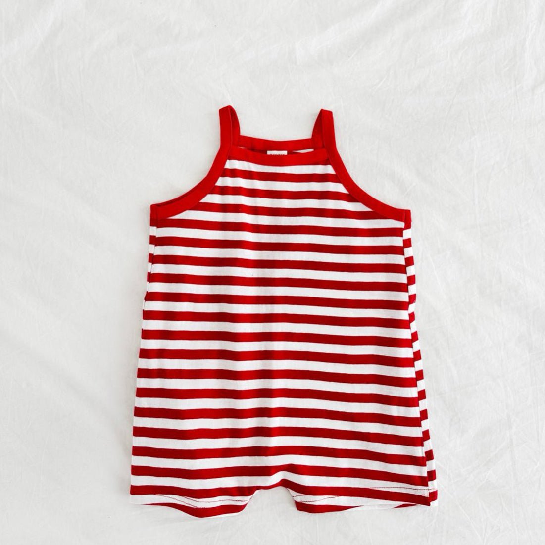 Toddler SS26 Stripe Short Overalls (1 - 4y) - Red - AT NOON STORE