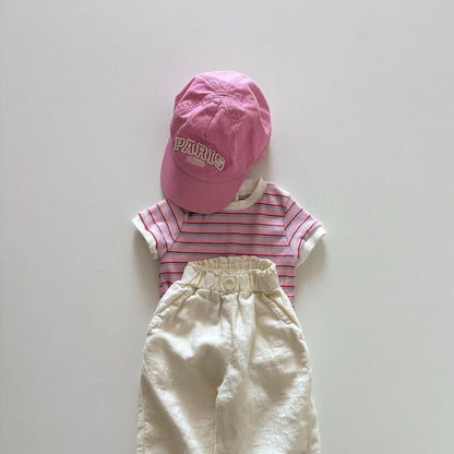 Toddler SS26 Stripe Short Sleeve Ribbed Top (1 - 6y) - 2 Colors kids outfit