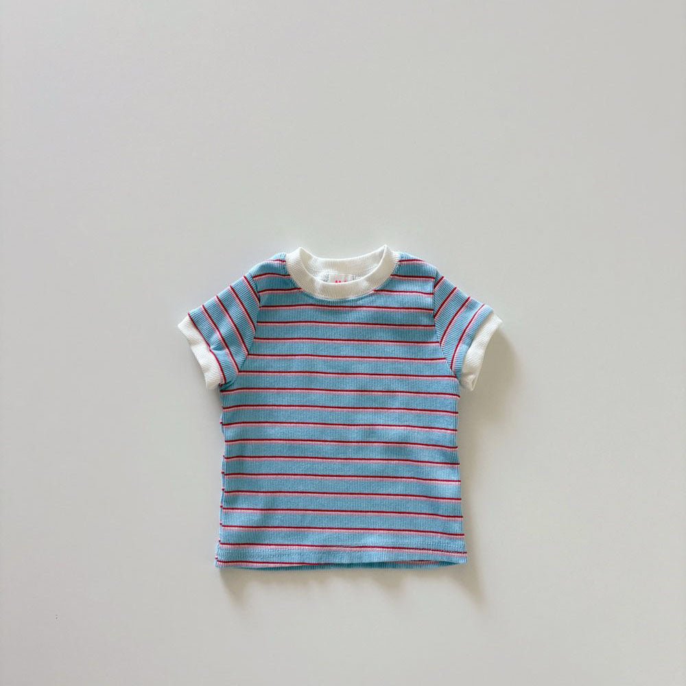Toddler SS26 Stripe Short Sleeve Ribbed Top (1 - 6y) - 2 Colors kids outfit