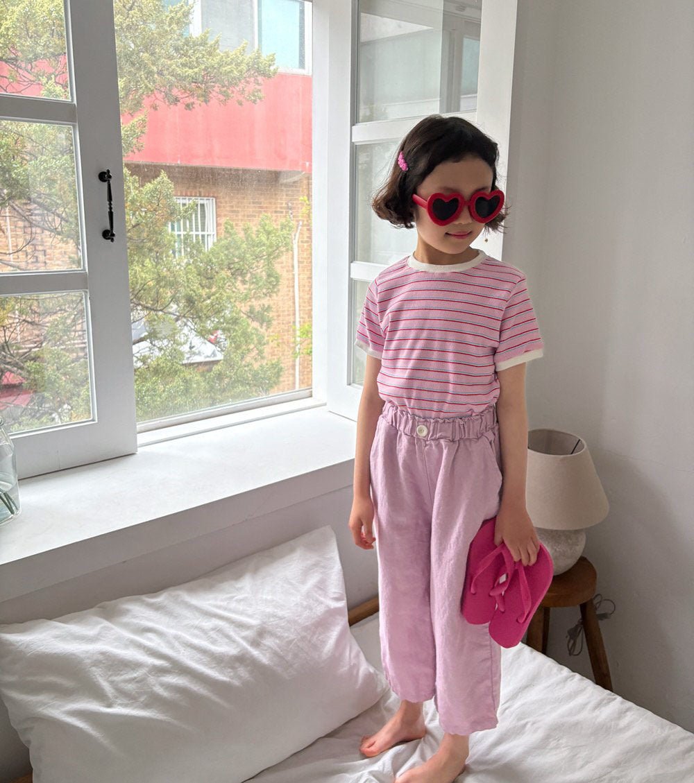 Toddler SS26 Stripe Short Sleeve Ribbed Top (1 - 6y) - 2 Colors kids outfit
