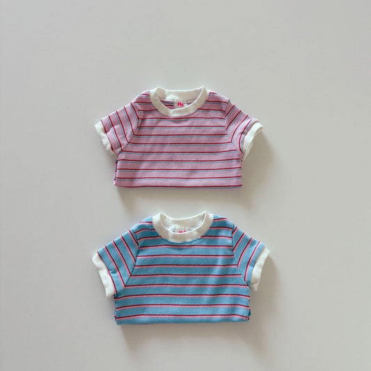 Toddler SS26 Stripe Short Sleeve Ribbed Top (1 - 6y) - 2 Colors kids outfit