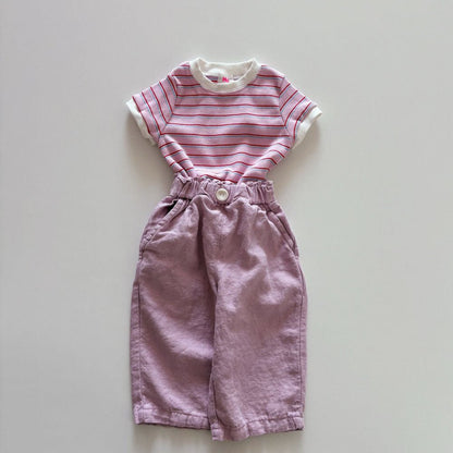 Toddler SS26 Stripe Short Sleeve Ribbed Top (1 - 6y) - 2 Colors kids outfit