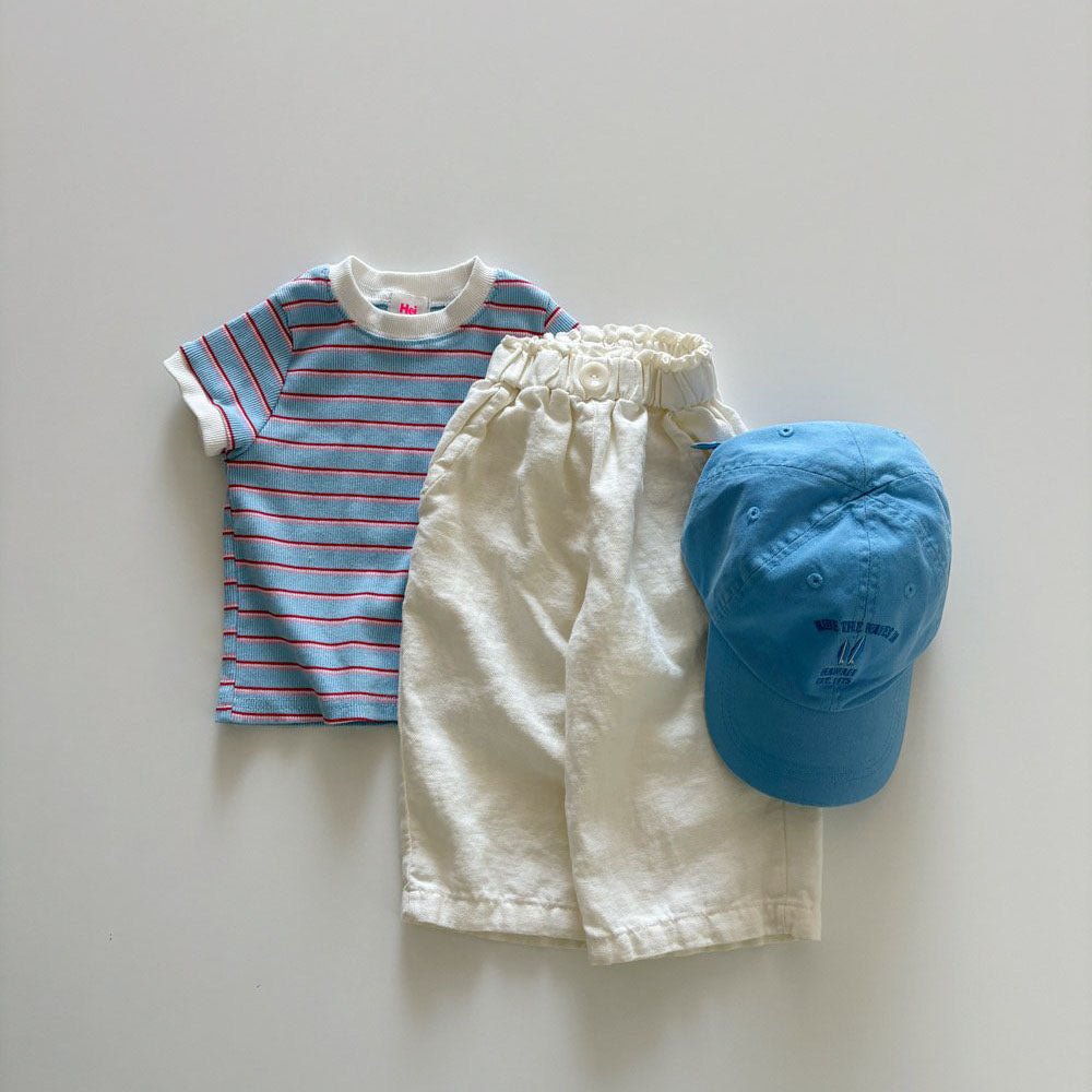 Toddler SS26 Stripe Short Sleeve Ribbed Top (1 - 6y) - 2 Colors kids outfit