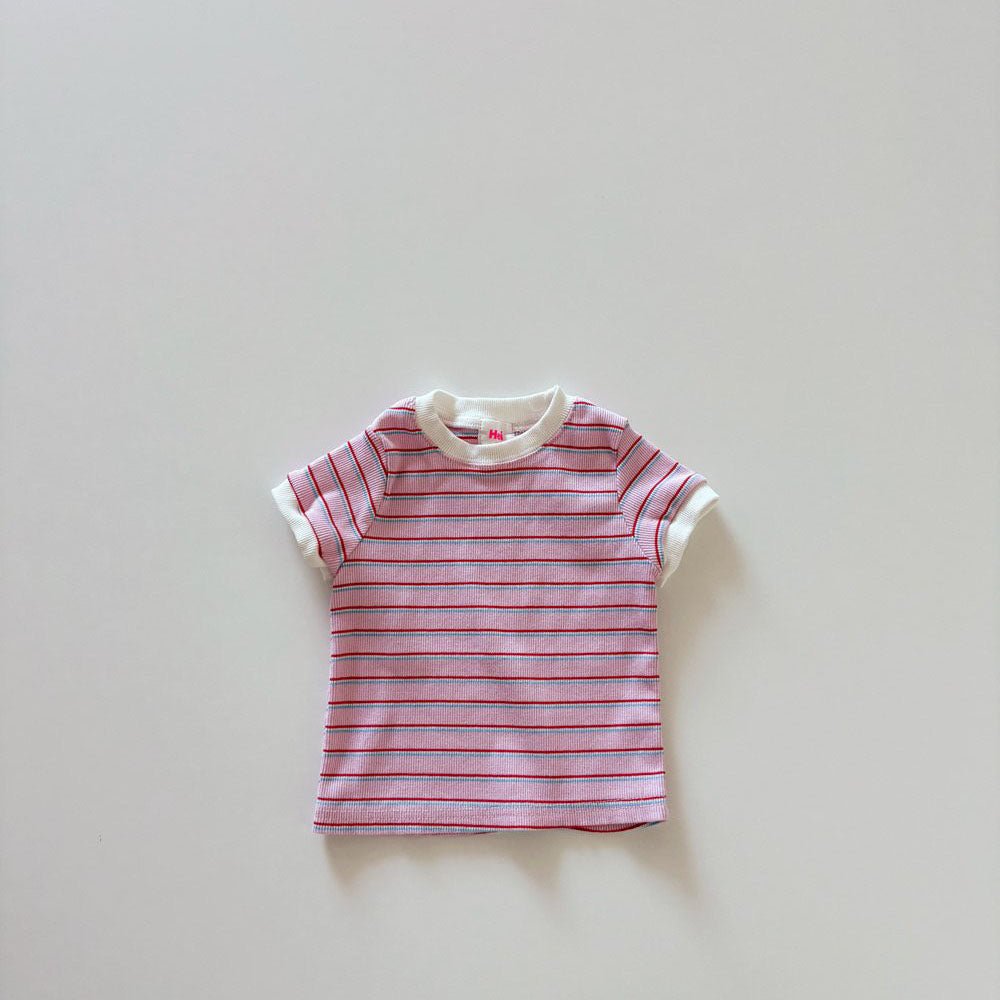 Toddler SS26 Stripe Short Sleeve Ribbed Top (1 - 6y) - 2 Colors kids outfit