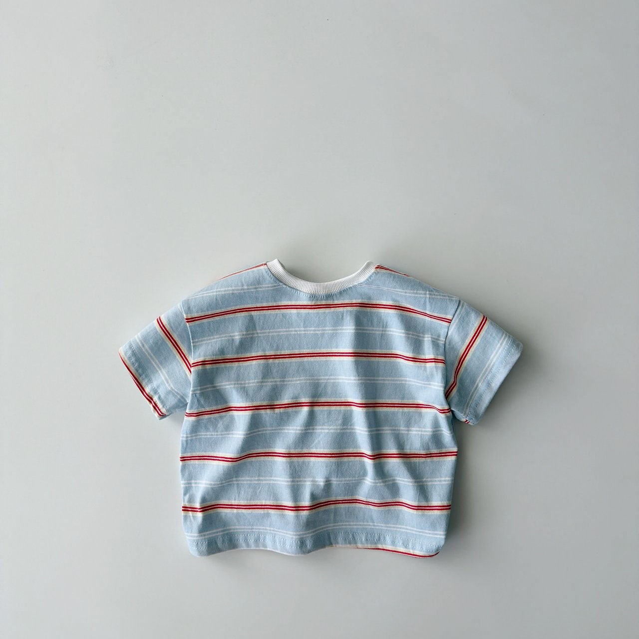 Toddler SS26 Stripe Short Sleeve Top (1 - 9y) - Sky Blue kids outfit