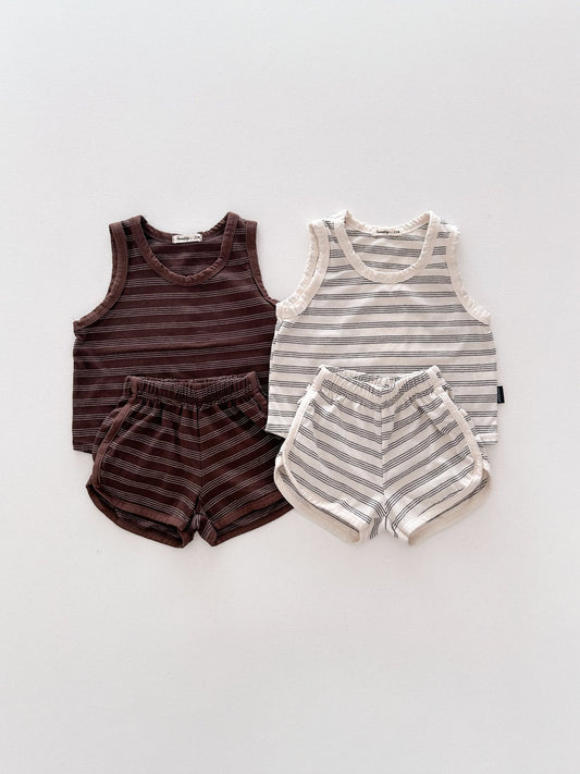 Toddler SS26 Stripe Sleeveless Top and Shorts Sets (6m - 7y) - 2 Colors - AT NOON STORE