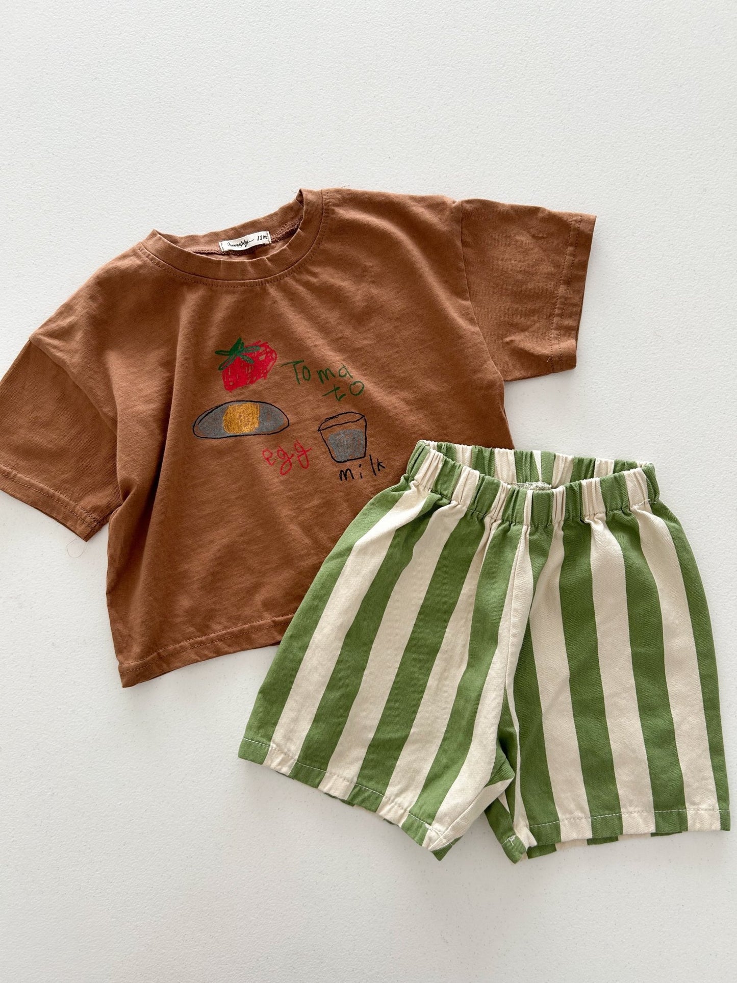 Toddler SS26 Tomato Egg Milk Print Short Sleeve Top (6m - 7y) - 2 Colors - AT NOON STORE
