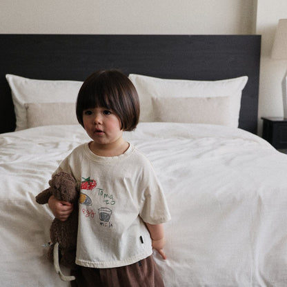 Toddler SS26 Tomato Egg Milk Print Short Sleeve Top (6m - 7y) - 2 Colors - AT NOON STORE