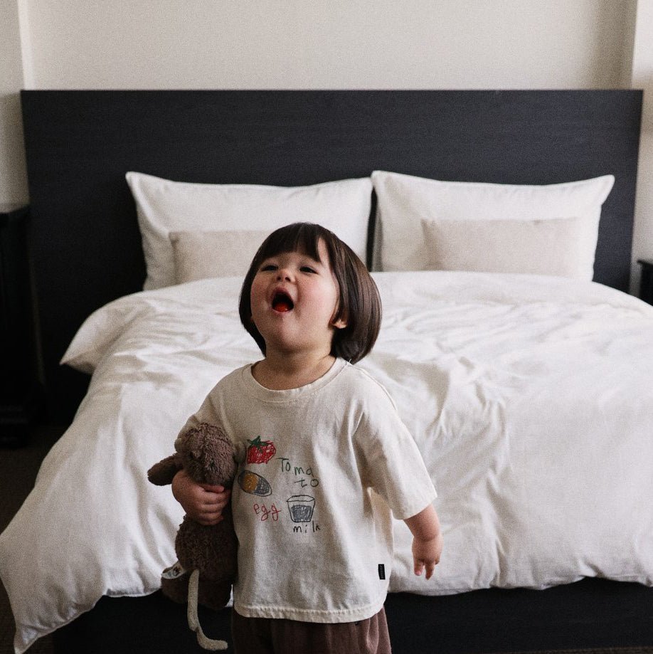 Toddler SS26 Tomato Egg Milk Print Short Sleeve Top (6m - 7y) - 2 Colors - AT NOON STORE