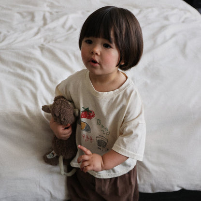 Toddler SS26 Tomato Egg Milk Print Short Sleeve Top (6m - 7y) - 2 Colors - AT NOON STORE