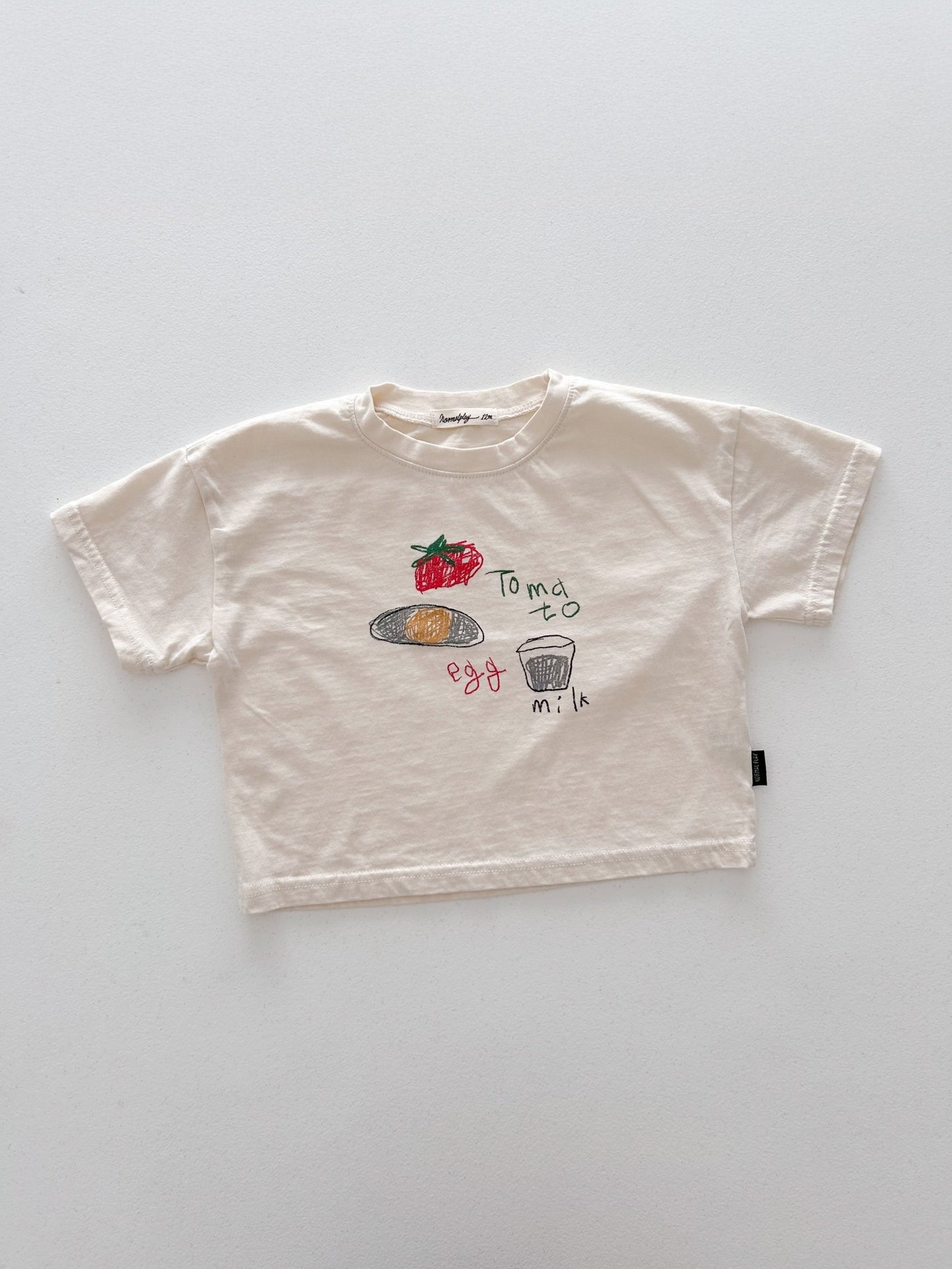 Toddler SS26 Tomato Egg Milk Print Short Sleeve Top (6m - 7y) - 2 Colors - AT NOON STORE