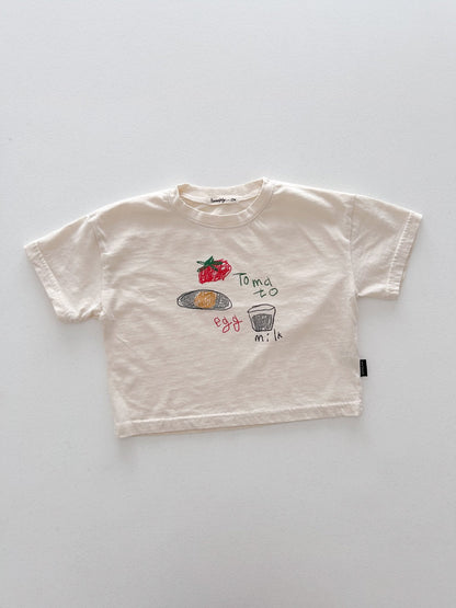 Toddler SS26 Tomato Egg Milk Print Short Sleeve Top (6m - 7y) - 2 Colors - AT NOON STORE