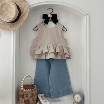 Toddler SS26 Wide Denim Pants (1 - 6y) - Denim - AT NOON STORE