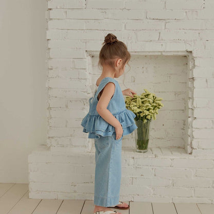 Toddler SS26 Wide Denim Pants (1 - 6y) - Denim - AT NOON STORE