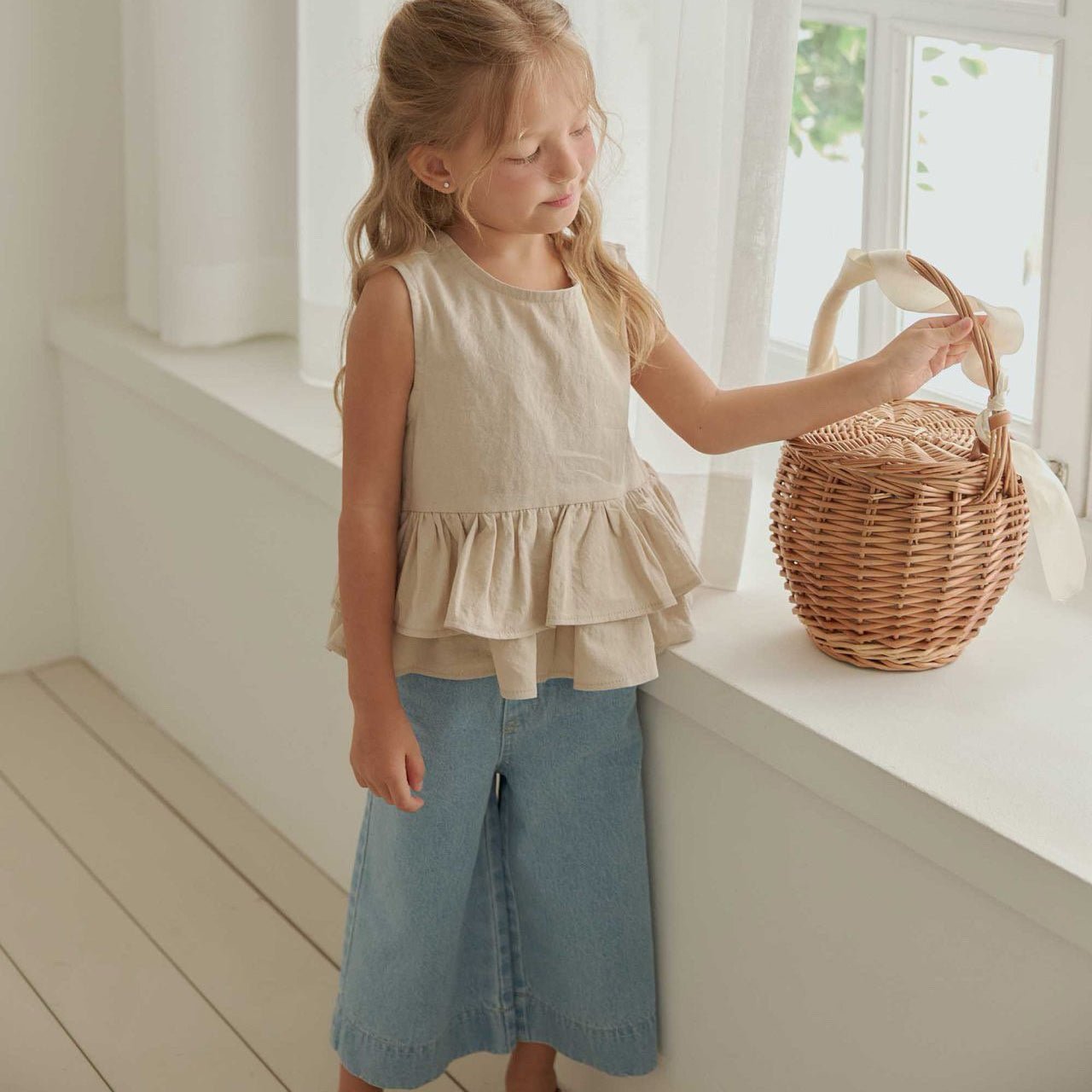 Toddler SS26 Wide Denim Pants (1 - 6y) - Denim - AT NOON STORE