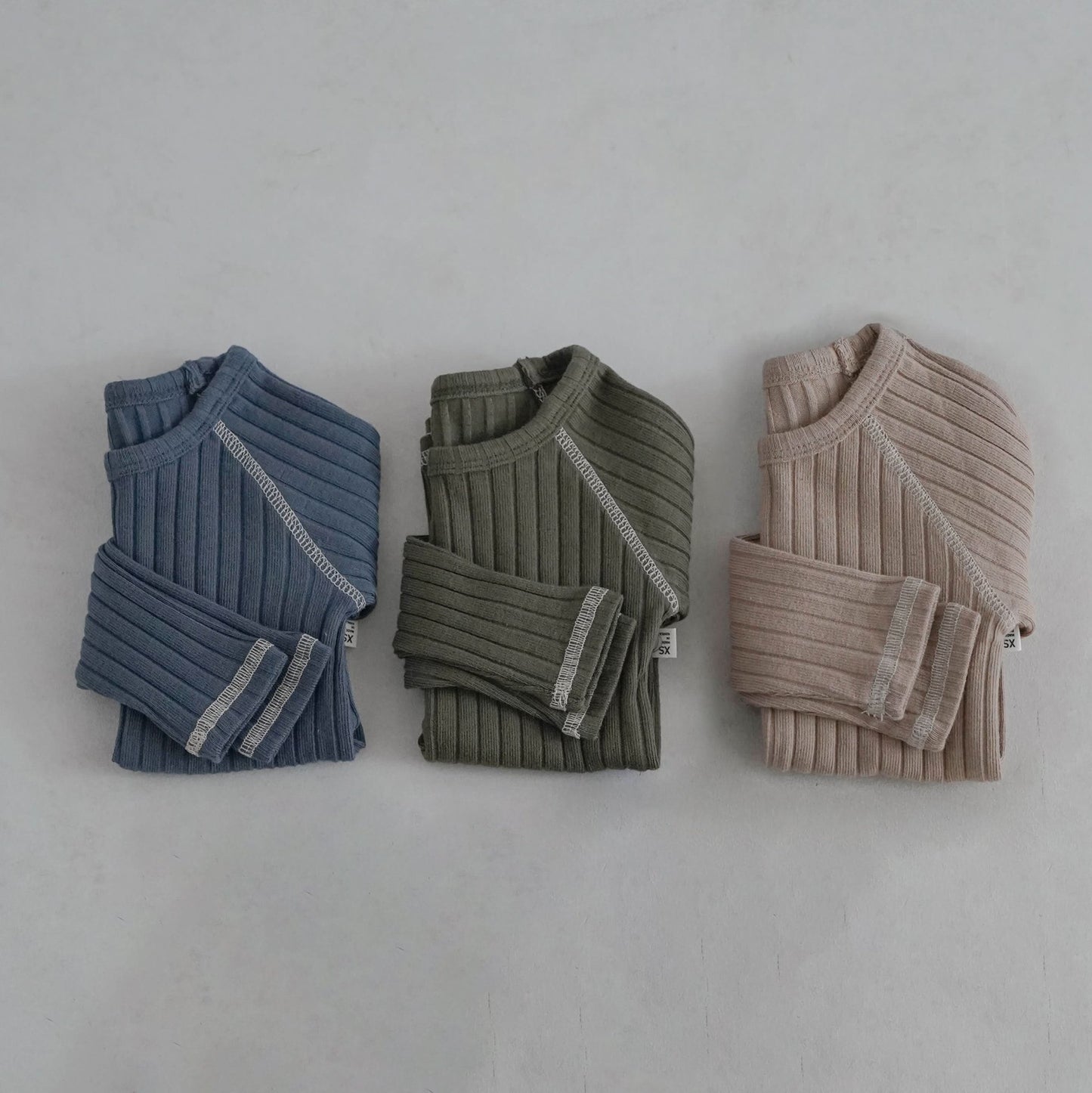 Toddler Stitch Detail Ribbed Top and Pants Set (1 - 6y) - Beige kids outfit