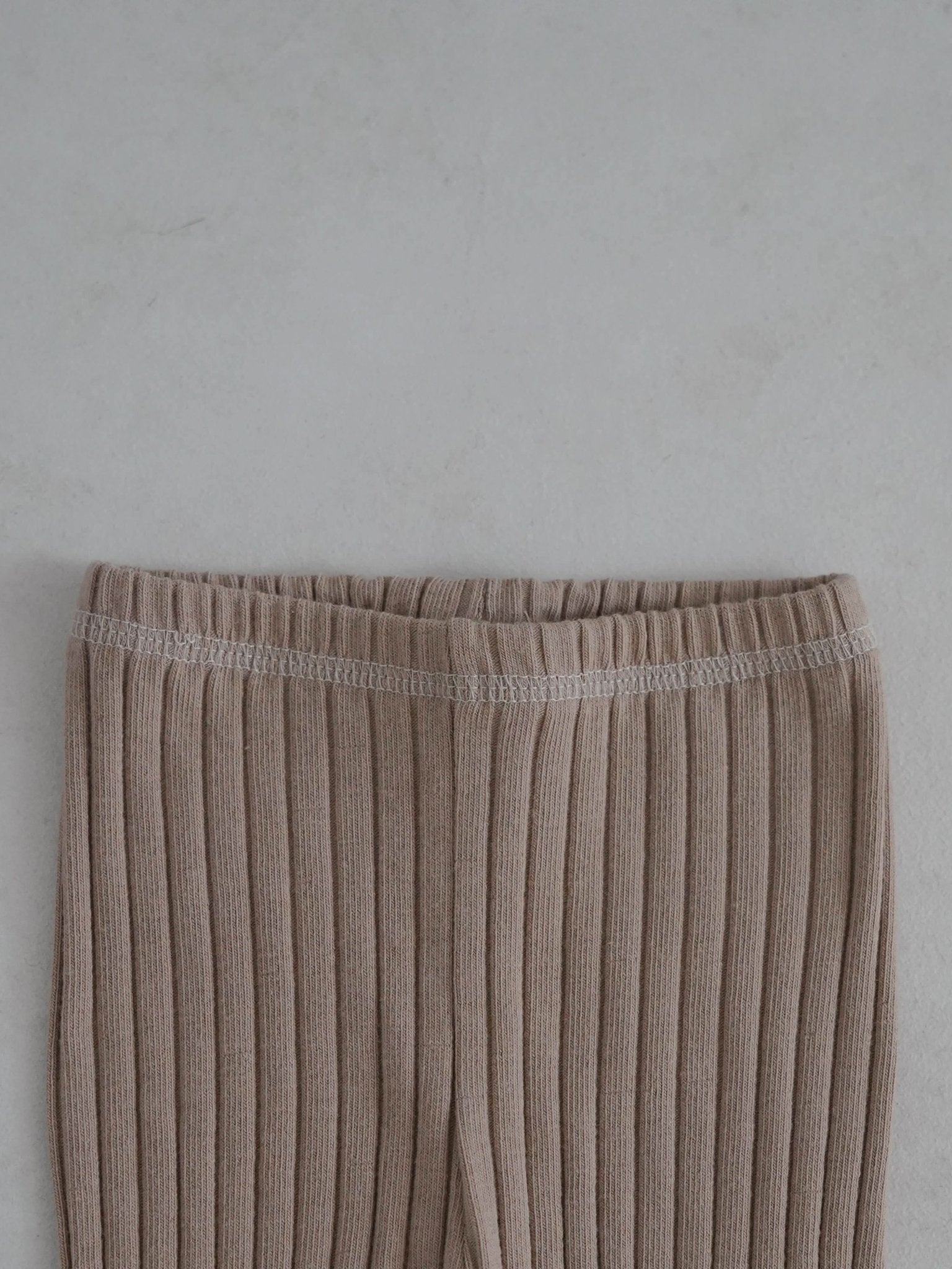 Toddler Stitch Detail Ribbed Top and Pants Set (1 - 6y) - Beige kids outfit