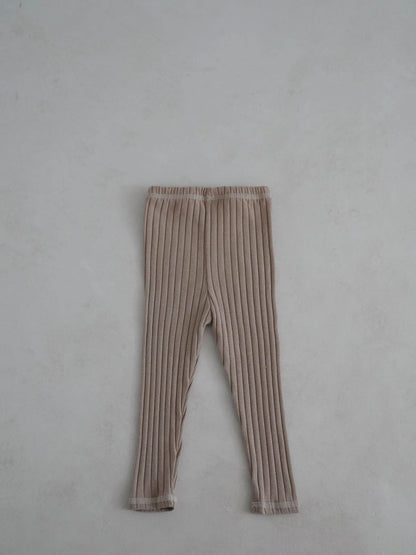 Toddler Stitch Detail Ribbed Top and Pants Set (1 - 6y) - Beige kids outfit