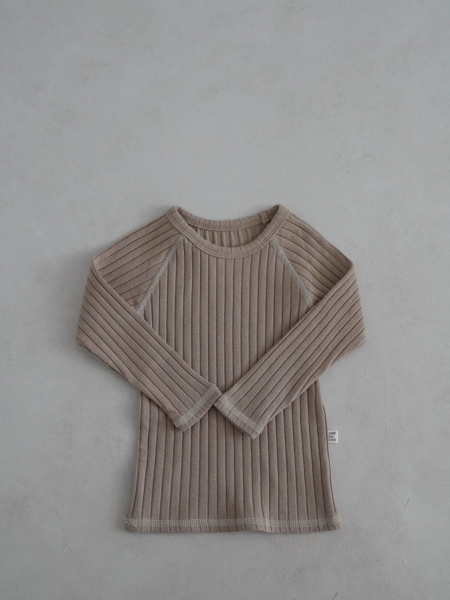 Toddler Stitch Detail Ribbed Top and Pants Set (1 - 6y) - Beige kids outfit