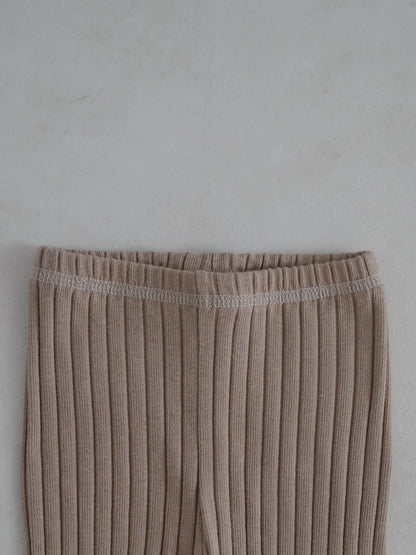 Toddler Stitch Detail Ribbed Top and Pants Set (1 - 6y) - Olive kids outfit