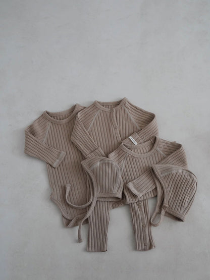 Toddler Stitch Detail Ribbed Top and Pants Set (1 - 6y) - Olive kids outfit