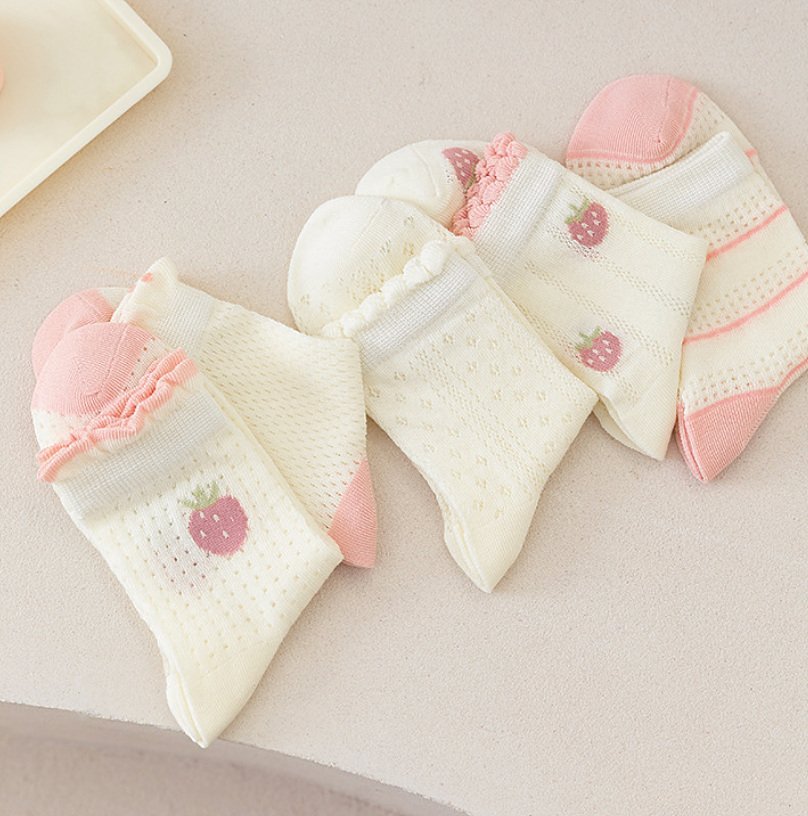 Toddler Strawberry 5PK Socks Set (1 - 8y) kids outfit