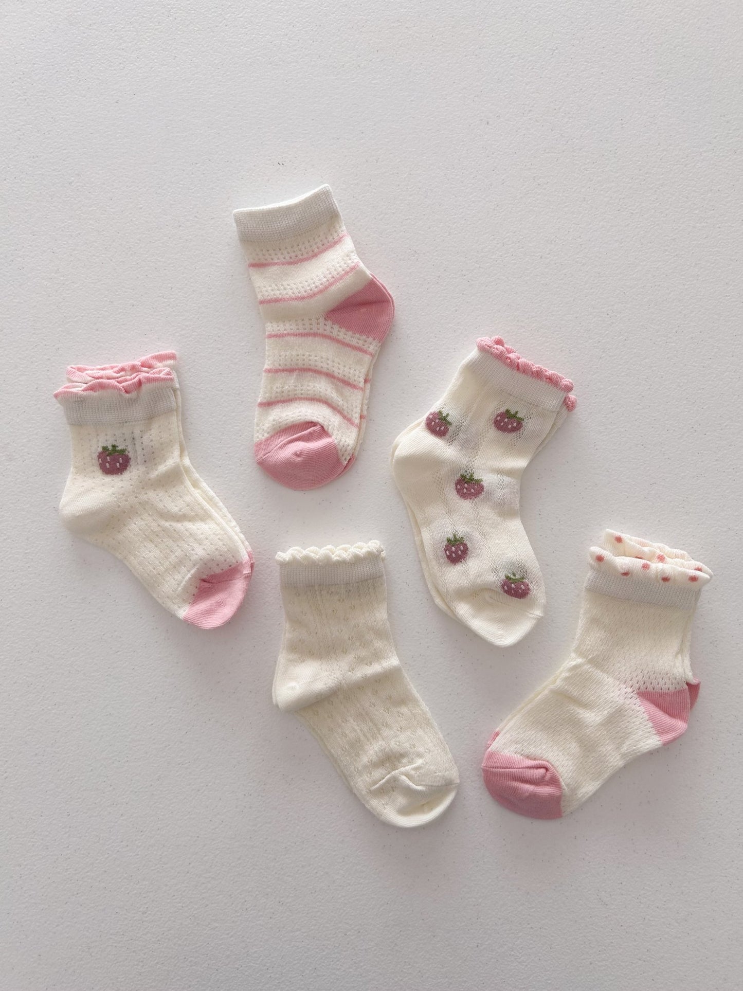 Toddler Strawberry 5PK Socks Set (1 - 8y) kids outfit