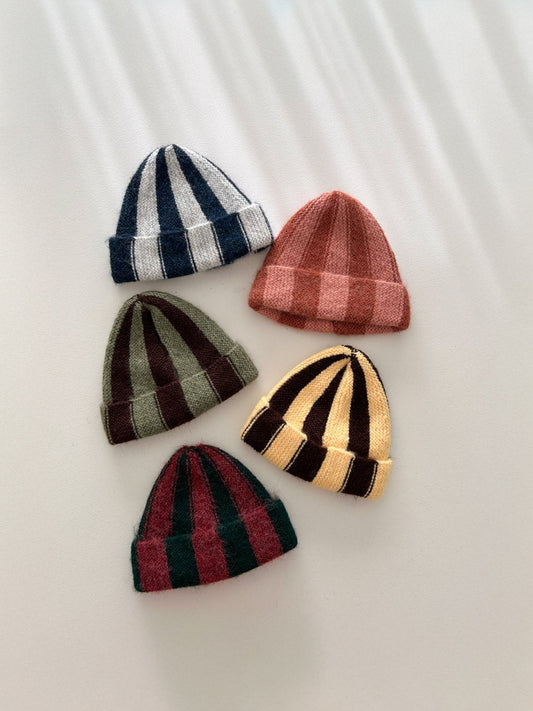 Toddler Stripe Beanie (2-10y) - 5 Colors kids outfit
