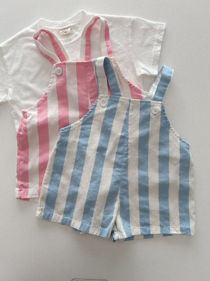 Toddler Stripe Cotton Shortalls (1 - 6y) - 2 Colors kids outfit