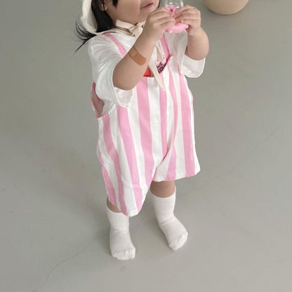 Toddler Stripe Cotton Shortalls (1 - 6y) - 2 Colors kids outfit