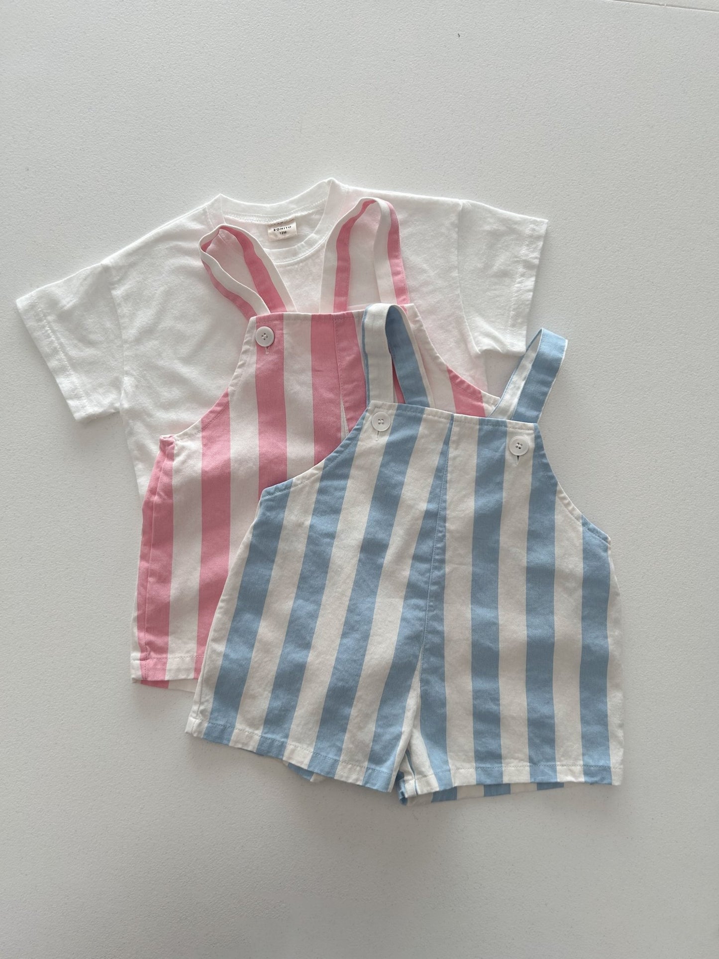 Toddler Stripe Cotton Shortalls (1 - 6y) - 2 Colors kids outfit