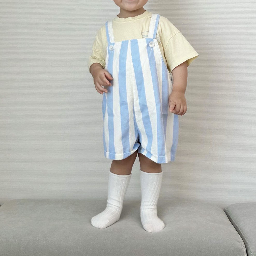 Toddler Stripe Cotton Shortalls (1 - 6y) - 2 Colors kids outfit