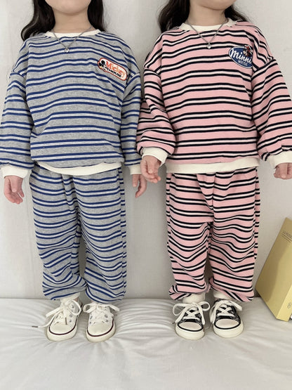Toddler Stripe Long Sleeve Sweatshirt and Jogger Pants Set (1 - 6y) - 2 Colors kids outfit