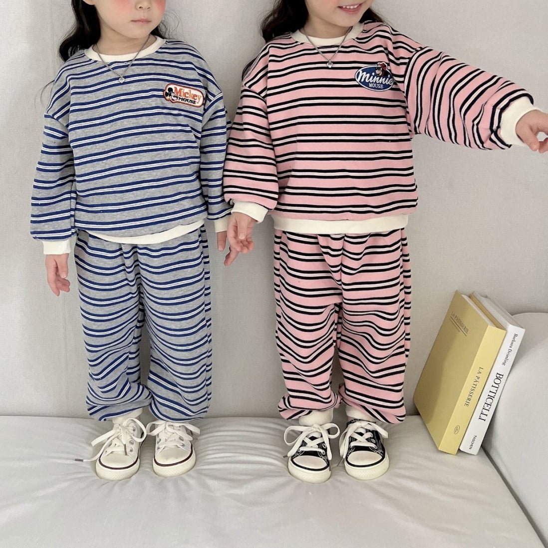 Toddler Stripe Long Sleeve Sweatshirt and Jogger Pants Set (1 - 6y) - 2 Colors kids outfit