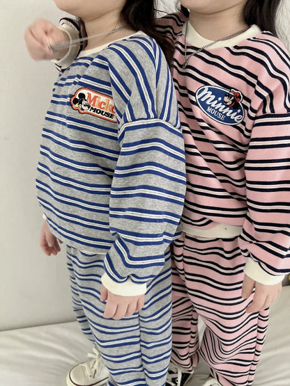 Toddler Stripe Long Sleeve Sweatshirt and Jogger Pants Set (1 - 6y) - 2 Colors kids outfit