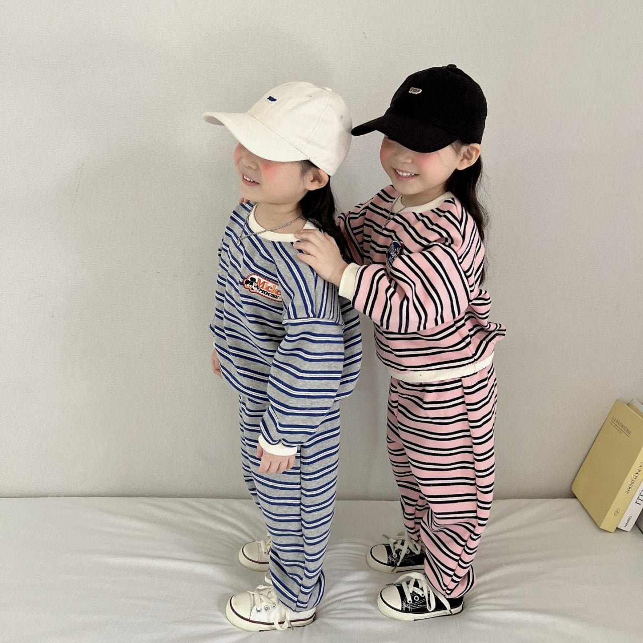 Toddler Stripe Long Sleeve Sweatshirt and Jogger Pants Set (1 - 6y) - 2 Colors kids outfit