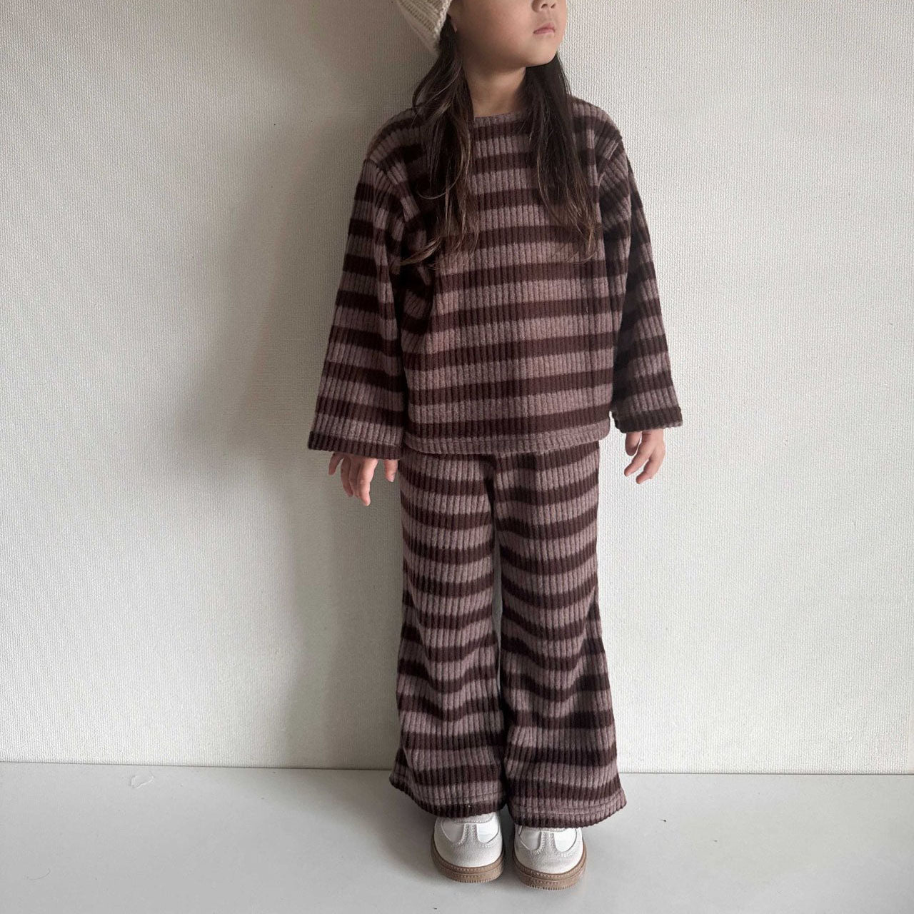 Toddler Stripe Ribbed Top and Flare Pants Set (1 - 6y) - 2 Colors kids outfit