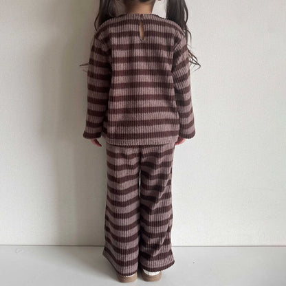 Toddler Stripe Ribbed Top and Flare Pants Set (1 - 6y) - 2 Colors kids outfit