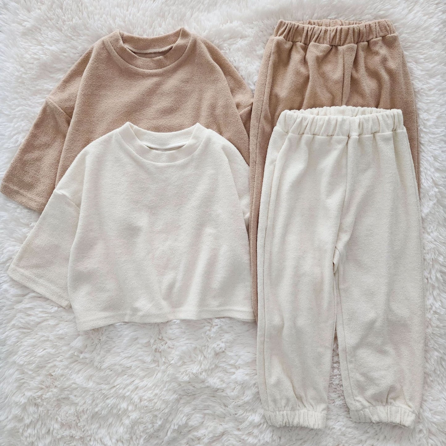 Toddler Terry Cloth Top and Jogger Pants Set (3 - 7y) - 2 Colors kids outfit