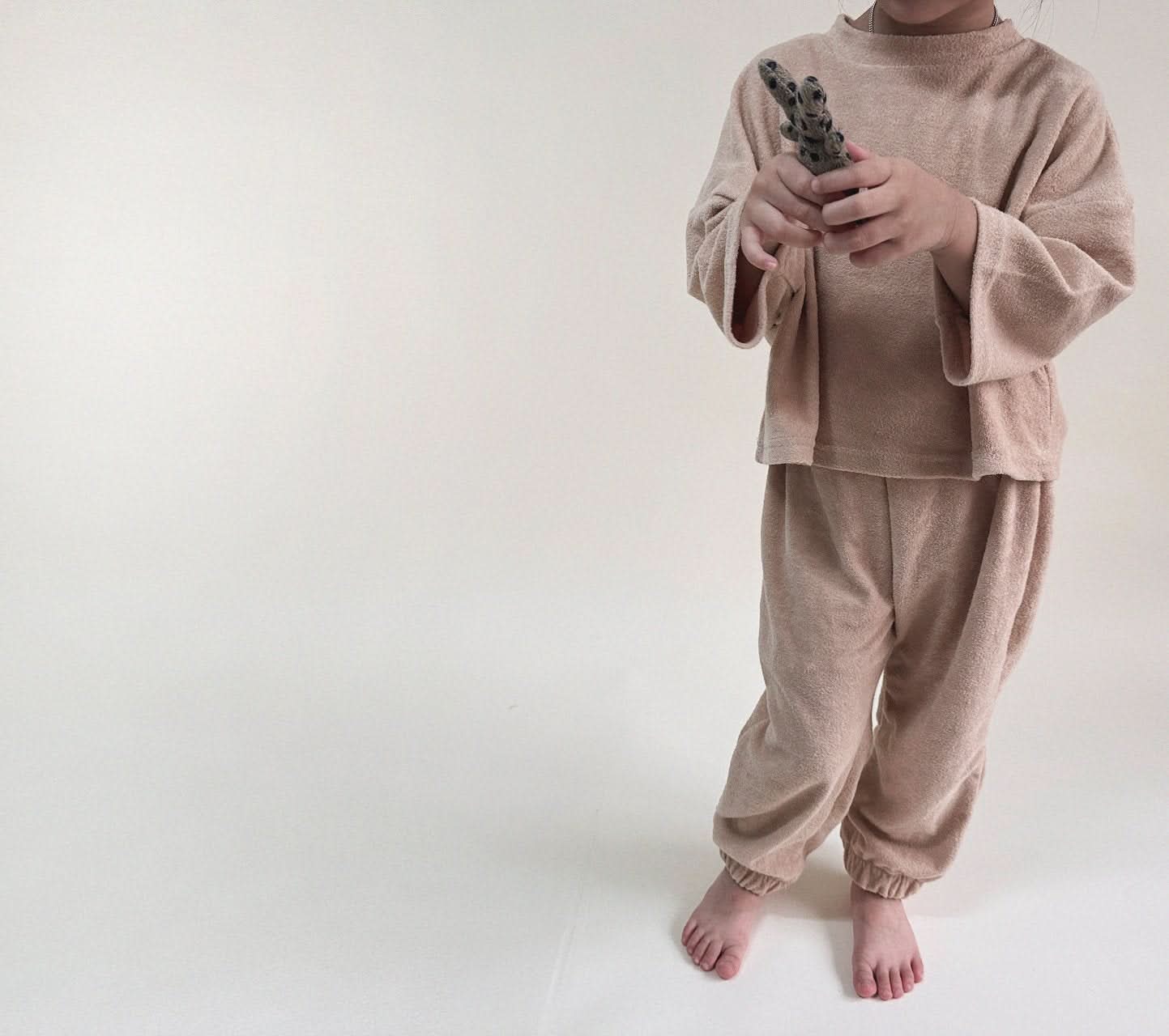 Toddler Terry Cloth Top and Jogger Pants Set (3 - 7y) - 2 Colors kids outfit