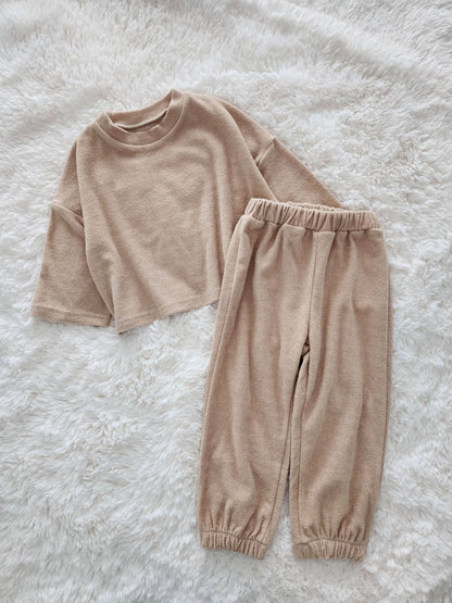 Toddler Terry Cloth Top and Jogger Pants Set (3 - 7y) - 2 Colors kids outfit