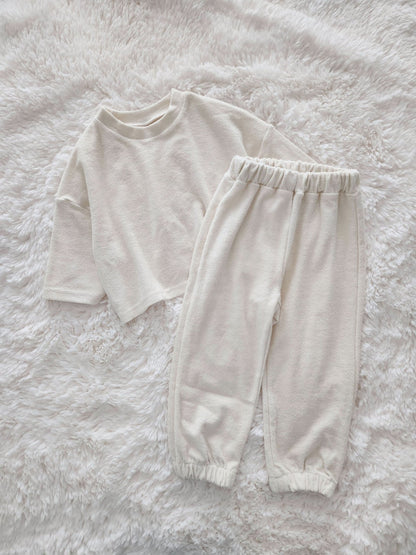 Toddler Terry Cloth Top and Jogger Pants Set (3 - 7y) - 2 Colors kids outfit