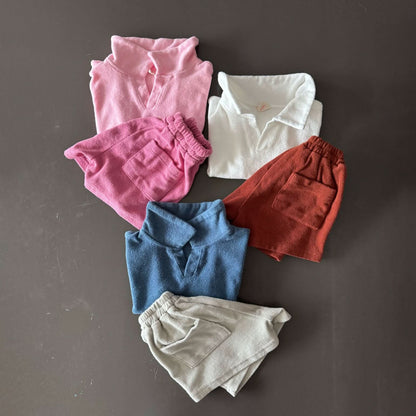 Toddler Terry Cotton Open Collar Top (1 - 6y) - 3 Colors kids outfit